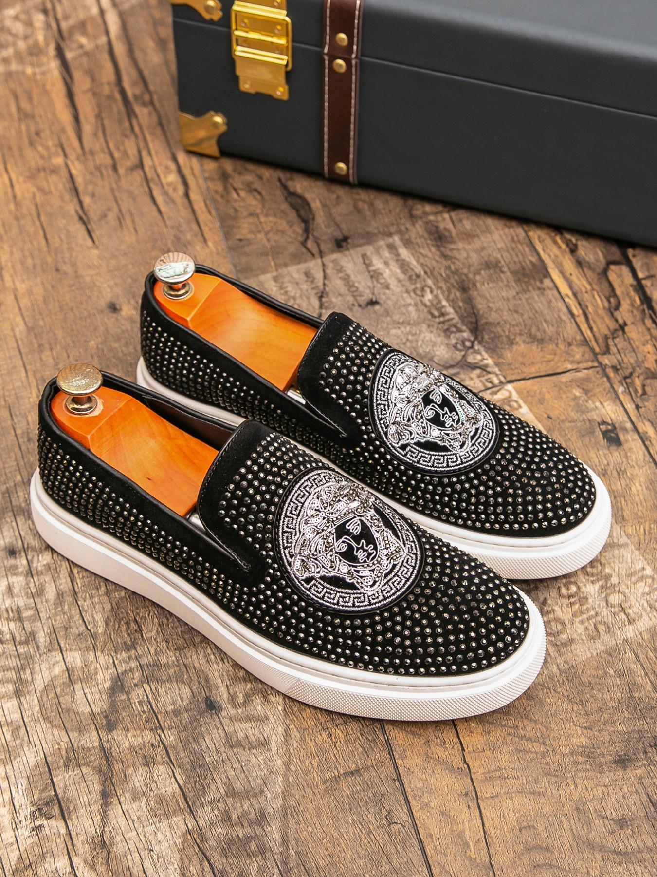 Men's Fashion Trendy Shoes, High-Quality PU Leather, Rubber Sole, All Seasons, Business Casual, Night Club, Driving, Slip-On Loafers