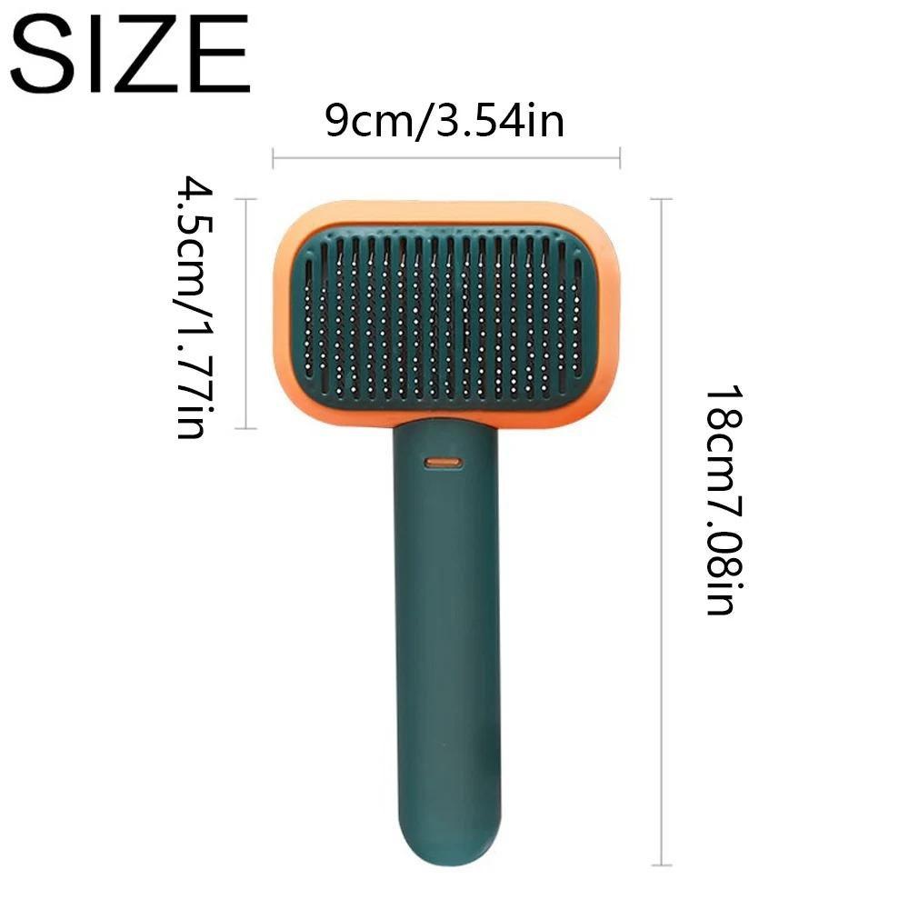 Self Cleaning Pet Grooming Brush, Stainless Steel Massage Deshedding Tool, Tangle Free Slicker Brush for Dogs Cats, One Click Hair Remover, Ergonomic Grooming Brush for Long Short Fur