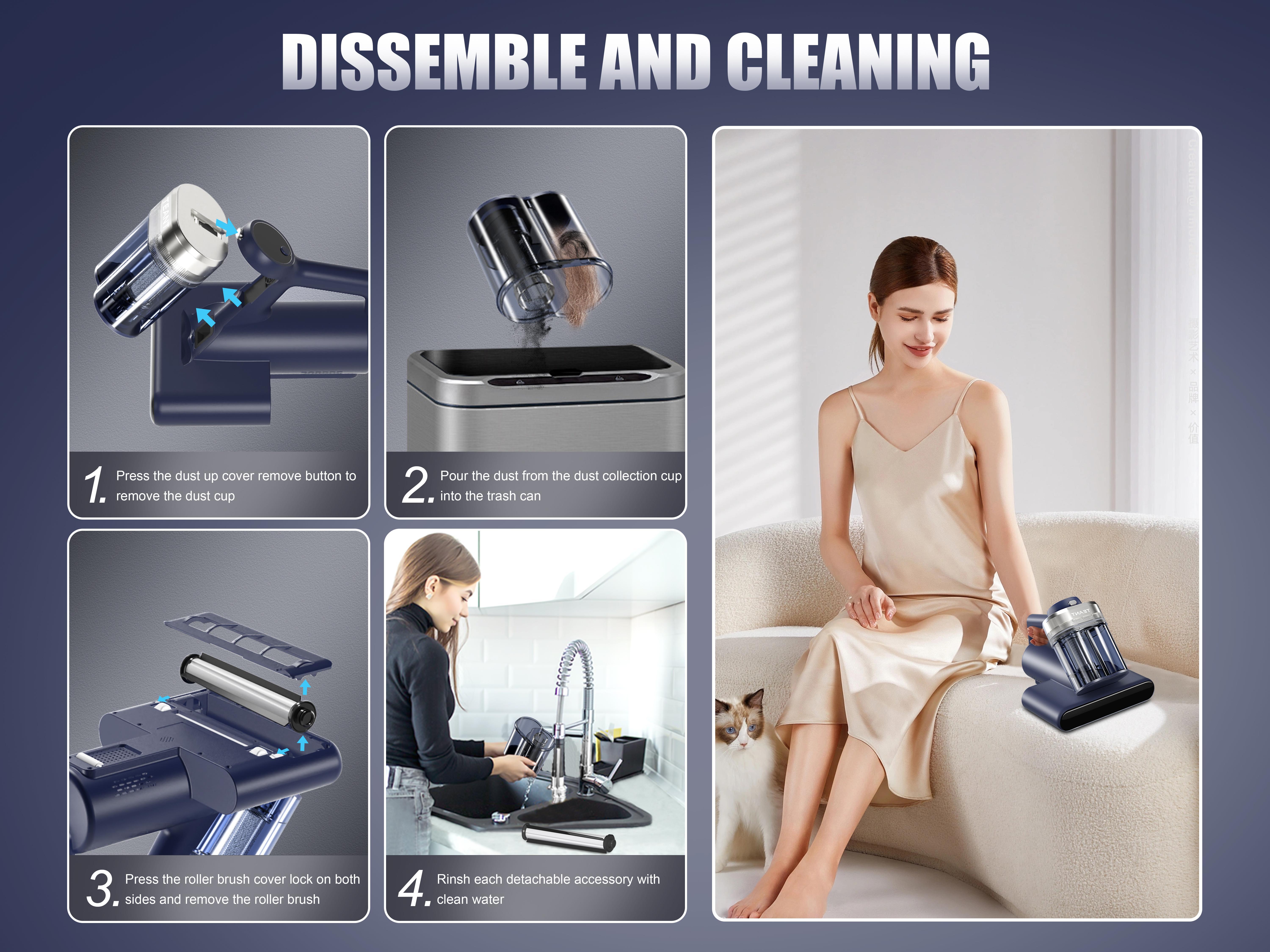 【summervibes】Teant Mattress Vacuum Cleaner for Dust Mites, 16Kpa Powerful Suction, LED Display & UV-C Light, 149°F Hot Air Sterilization & ith Aroma Tablet, Double-Cup Handheld Vacuum with HEPA Filter for Bed, Sofa, Pet Hair deep cleaner Lightweight 【summervibes】Teant Mattress Vacuum Cleaner for Dust Mites, 16Kpa Powerful Suction, LED Display & UV-C Light, 149°F Hot Air Sterilization & ith Aroma Tablet, Double-Cup Handheld Vacuum with HEPA Filter for Bed, Sofa, Pet Hair deep cleaner Lightweight