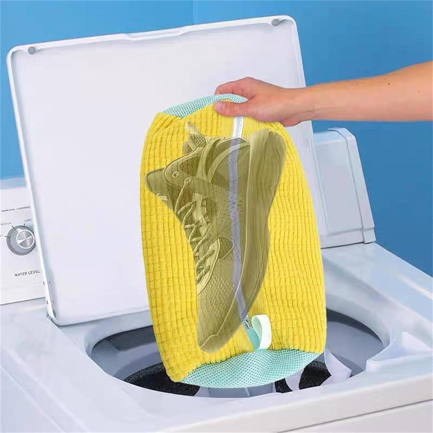 Lazy artifact shoe wash bag cylindrical polyester cotton laundry bag shoe protection anti-deformation wash bag