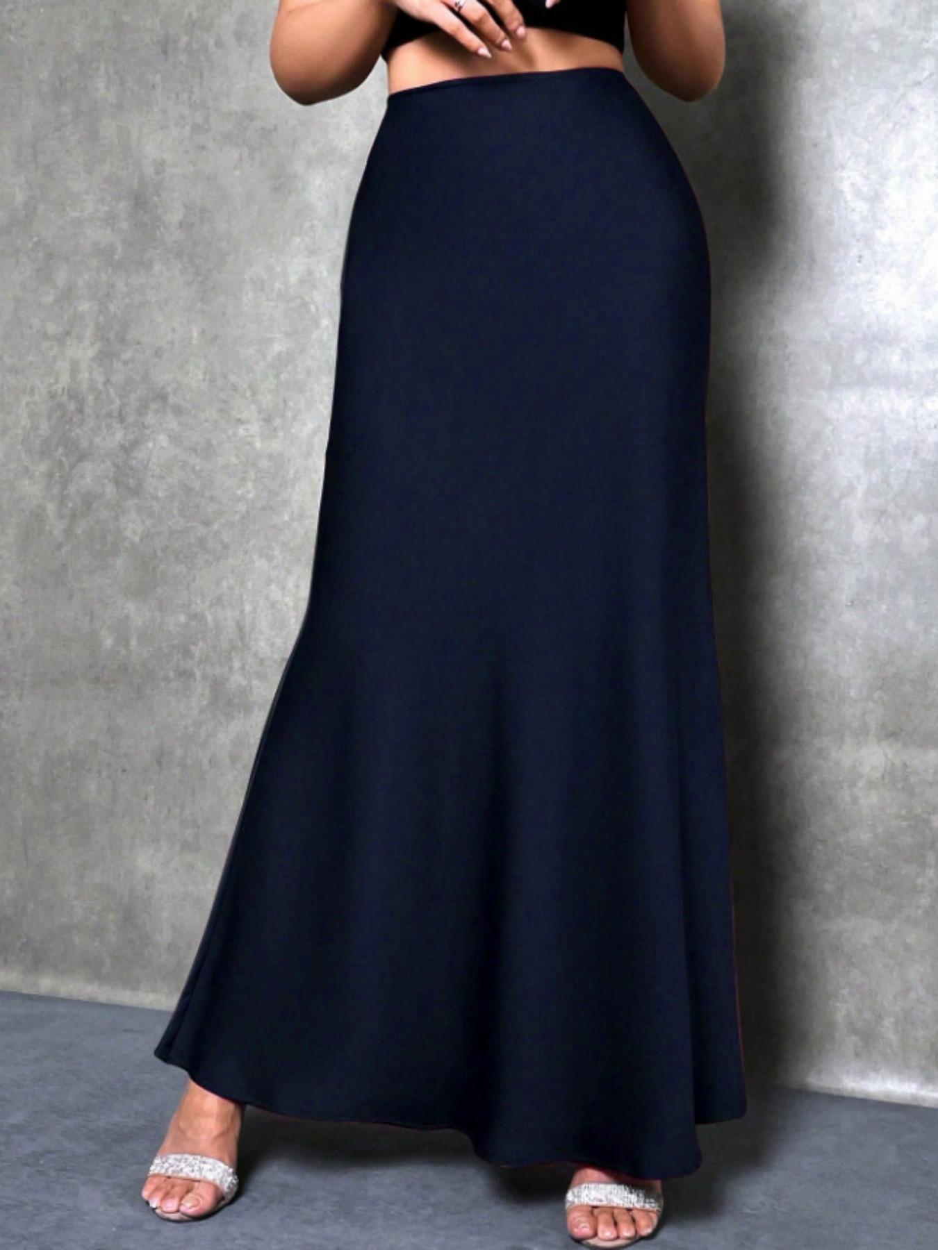 Elegant Women's Satin Woven Midi Skirt, Versatile High Waist Fitted A-Line Dress, Perfect for Parties & Daily Wear, Stylish Ladies' Fashion