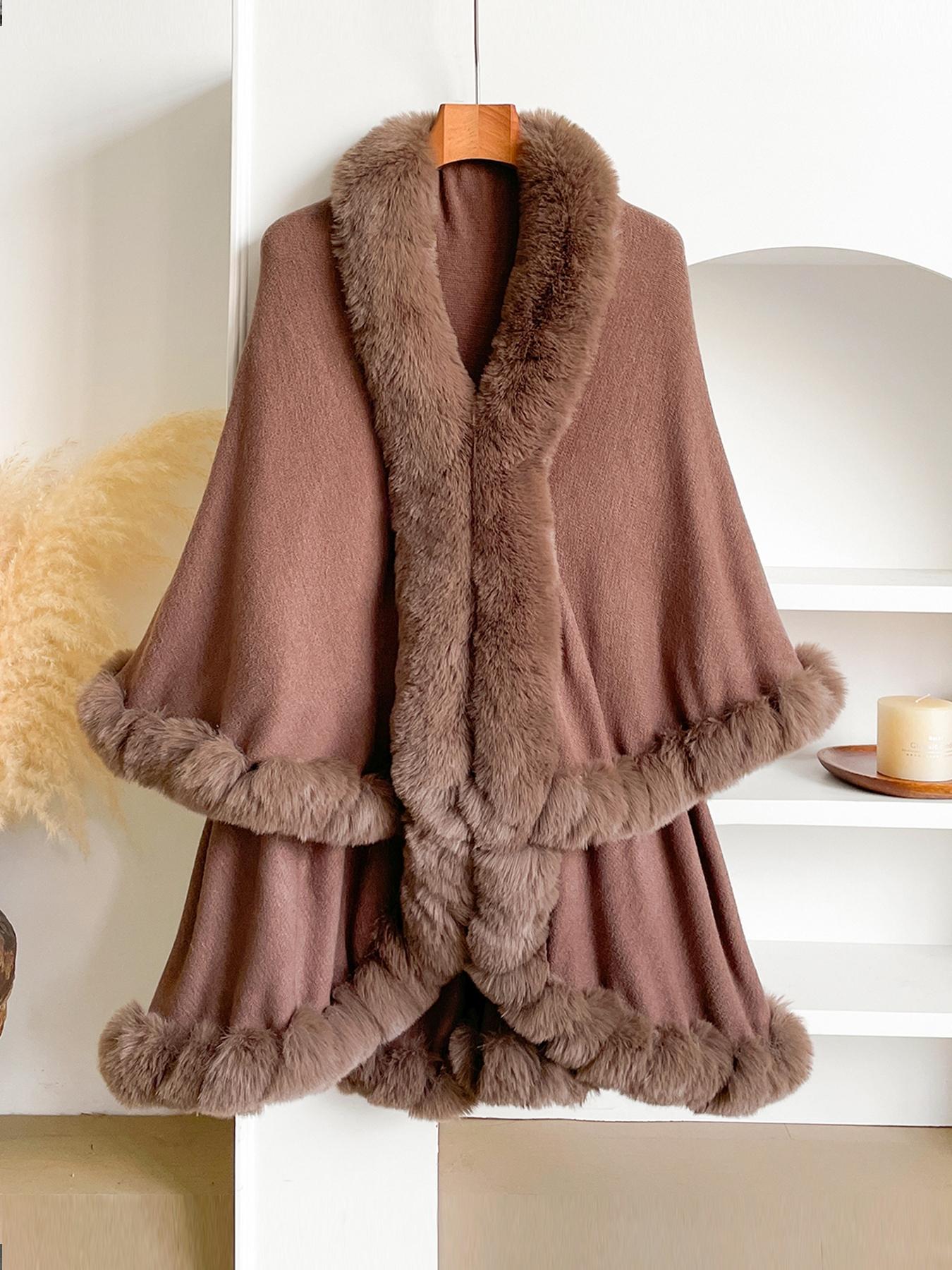 Women's Elegant Fashion Solid Color Thick Shawl, Fluffy Soft Scarf, Warm Fall & Winter Accessory, Fitted Style, Plain Pattern, Perfect for Cold Weather