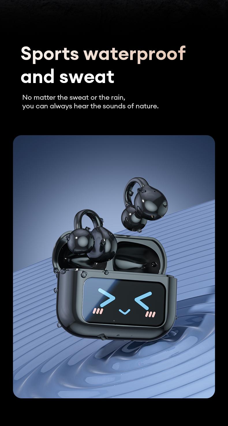 AOC ACD3521 Clip-On Ear Headphones with Real-Time Translation in 169 Languages, Audio-Visual Future Touch Screen, Wireless Headphones for Music & Phone Calls, Sport Waterproof & Sweatproof