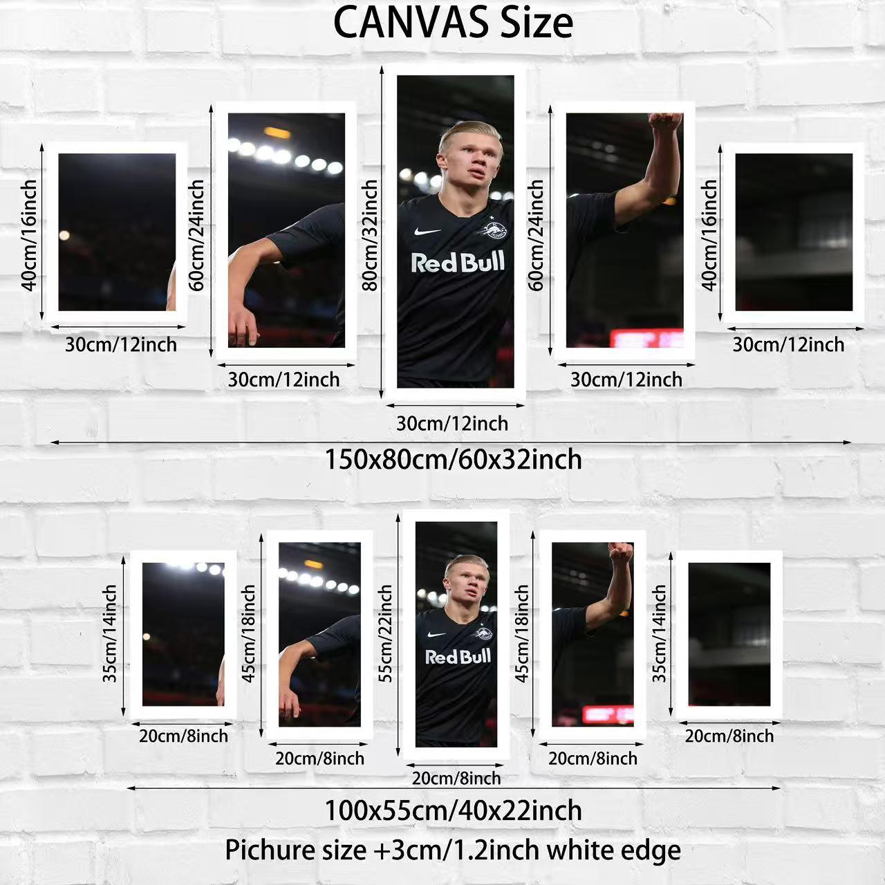 5 Piece/Set Frameless Canvas Painting Print Poster,Classic Pop Modern Sports Documentary Art,Norwegian Soccer Erling Haaland Sports,Perfect Gift for Soccer Lovers,Ideal Gift for Bedroom,Study,Office,Living Room,Dorm Hallway,Kitchen,Mural,Wall Decoration