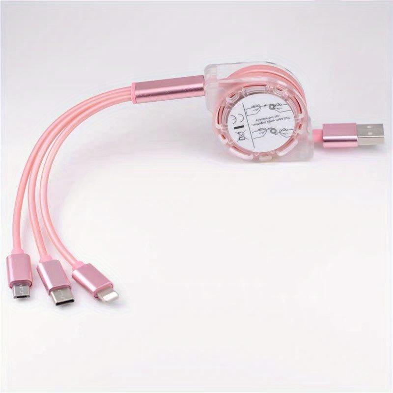 Expandable Multi-Function Fast Charging Cable, Three-In-One Charger with Lightning/micro/Type-C Ports, Compatible with iPhone/iPad/samsung/ps/tablet