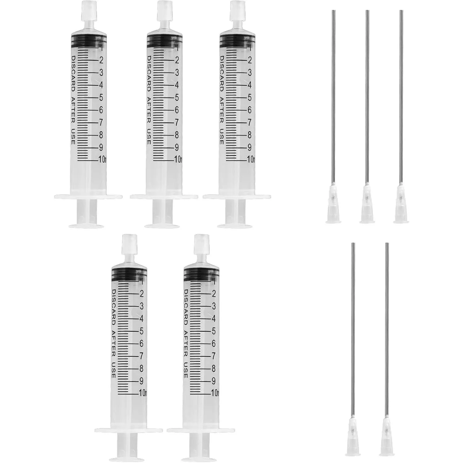 5 Pack 10ml Plastic Syringe Kit with Blunt Stainless Steel Needle Tips for Perfume, Ink, Pen, Printer Filling, Refillable Liquid Dispensing and MeasuringGift
