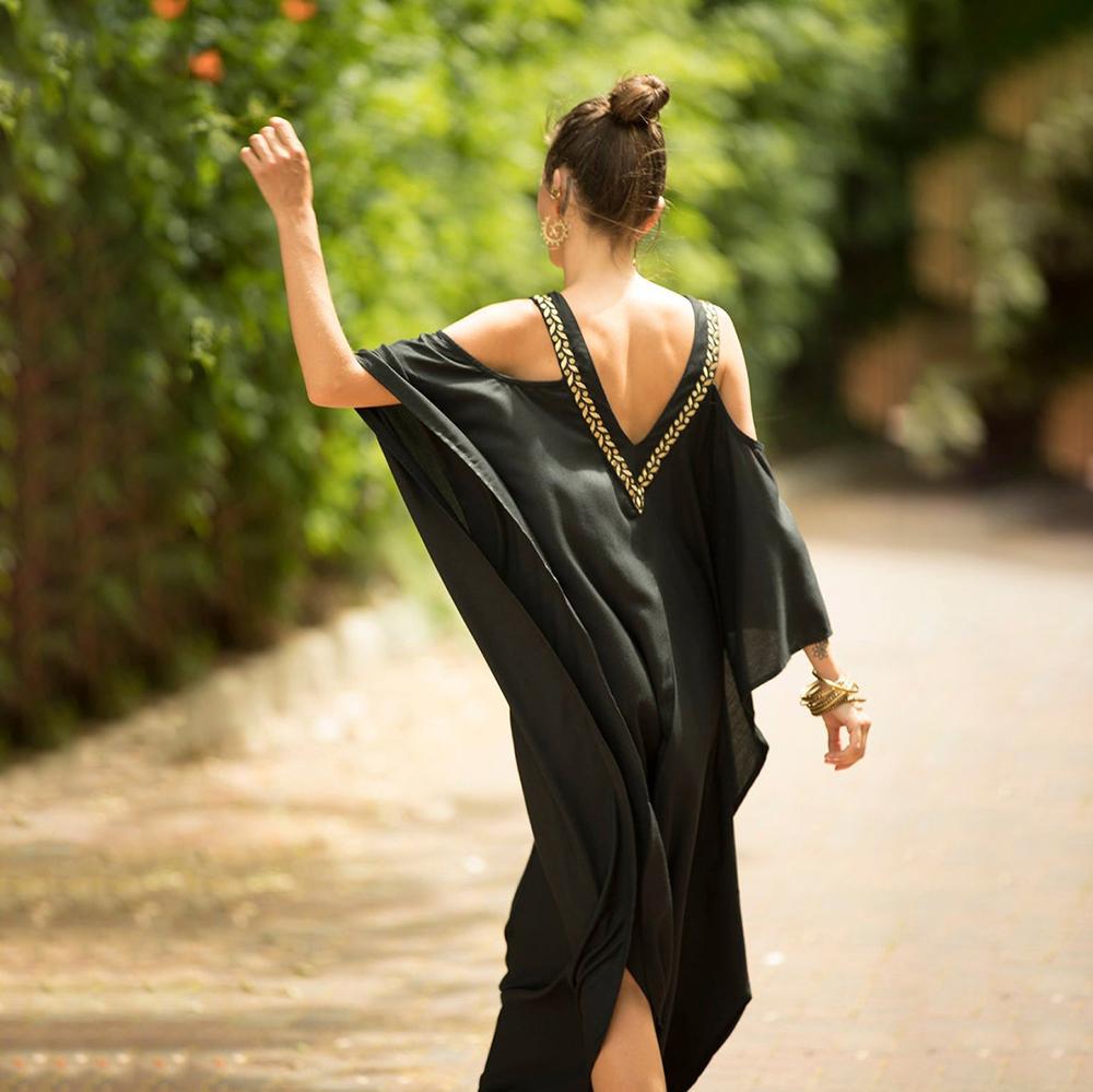 Bsubseach Cold Shoulder Kaftan Dresses Swimsuit Cover Up Maxi Dress Beach Cover Ups Boho Caftan Modern