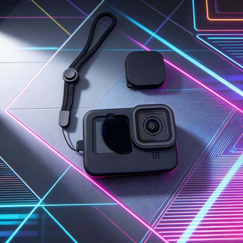 Rammind Silicone Case for Gopro Hero 12 11 10 9, Tempered Glass Screen Protector, Protective Film Lens Cap Cover for Go Pro 13