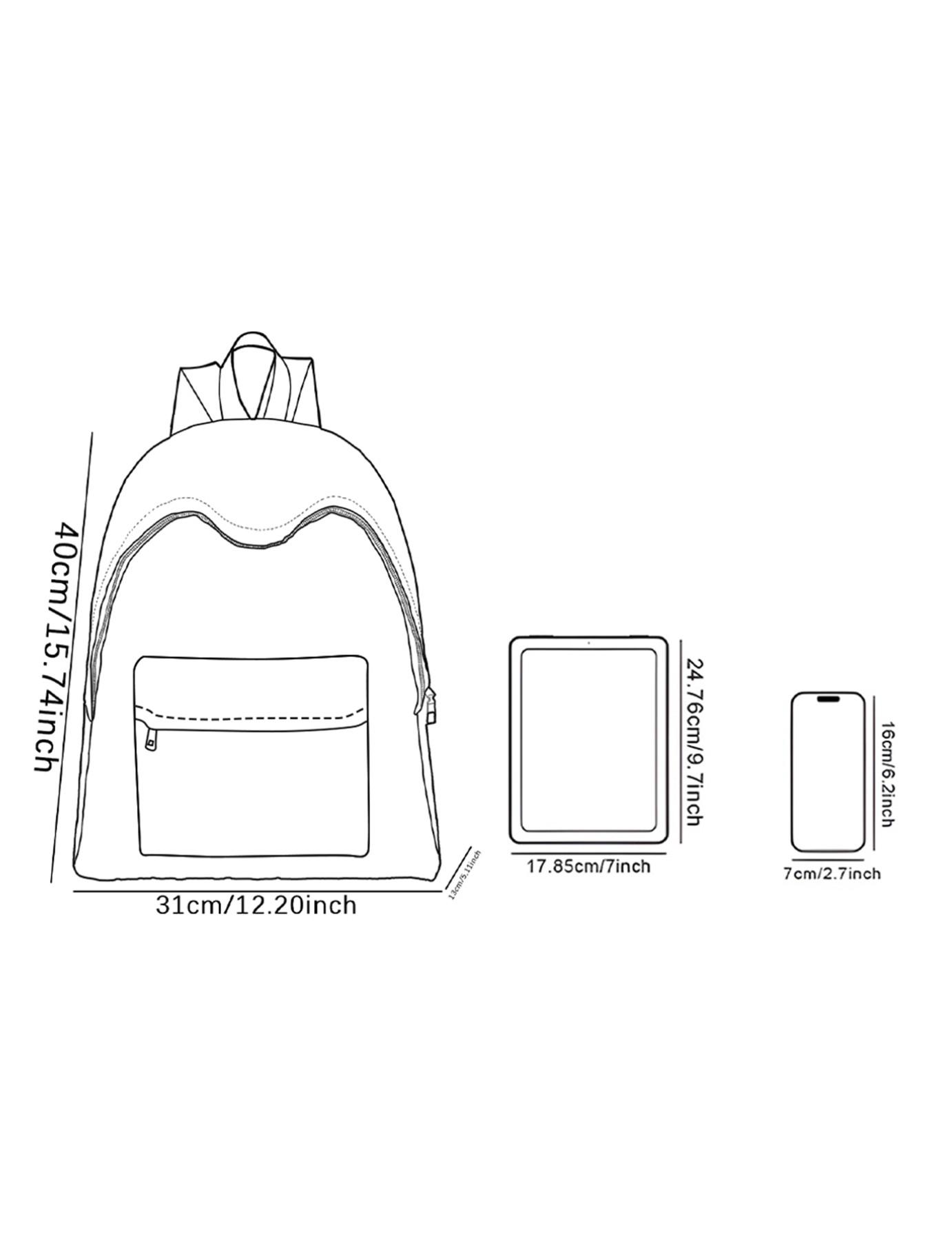 Skull Print Backpack, Fun Design, Fashionable Look, Spacious Storage, Ideal for School, Travel, Business Trips, All Seasons Use, Casual Printed Backpack