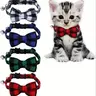 4Pcs Unisex Plaid Polyester Cat Collars - Adjustable 7.5-12in with Safe Release Buckle, Bell for Tracking, Bow Adds Charm, Detachable - Sports & Outdoor Protective Pet Accessories