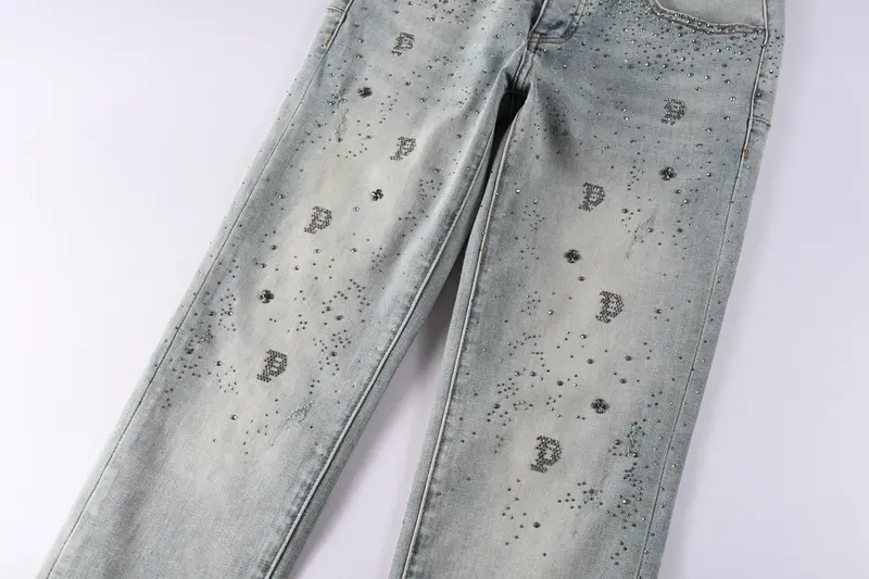 Men's Vintage School-Style Streetwear Denim Ripped Slim Fit Washed Stretch Cotton Blend Jeans - Menswear, Casual Comfortable High-Quality, Smooth Pockets, All Season Regular Size