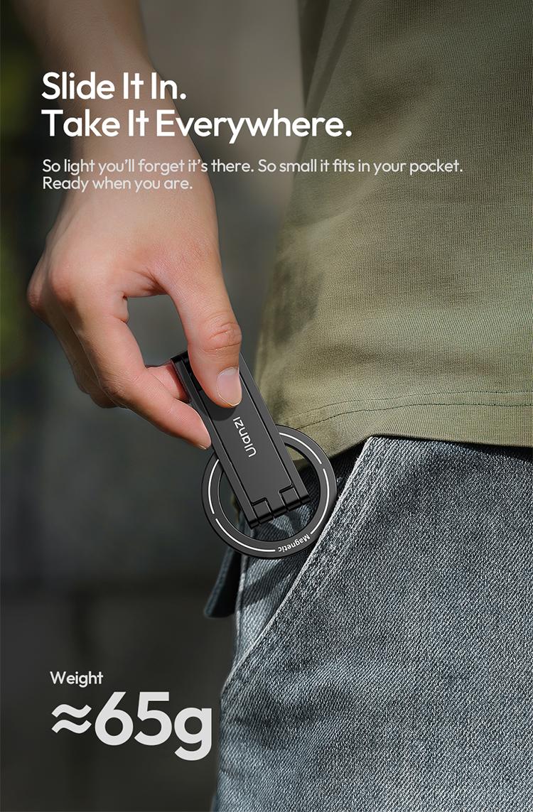 Ulanzi MA60 Magnetic Phone Stand for iPhone Aluminum Mini Foldable Tripod Pocket-Sized Cell Phone Stand with Magnetic Quick Mount Compatible with iPhone 12 13 14 15 16 Models - Smartphone Video Rig