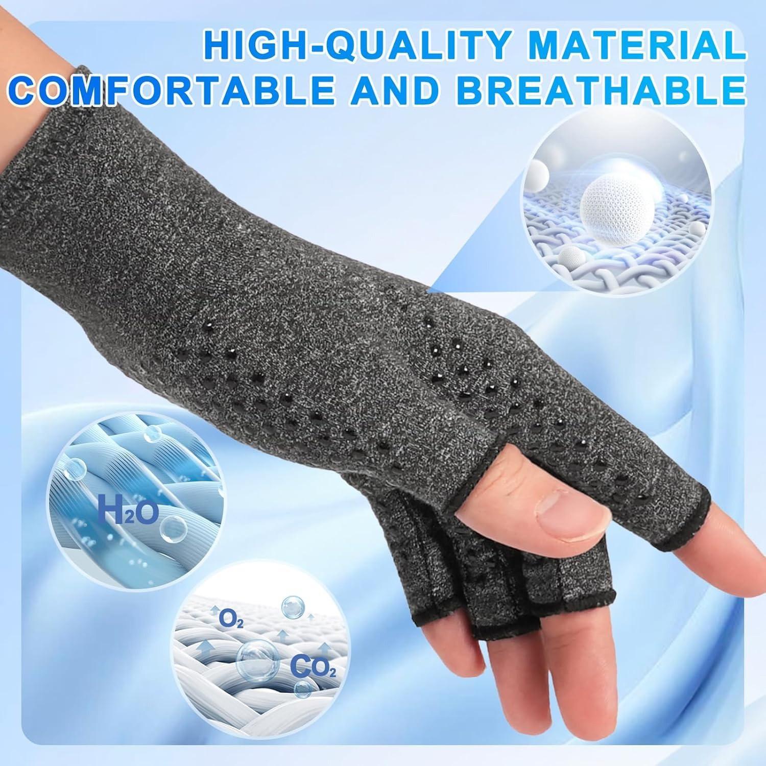 Daily Wear Anti-slip Compression Hand Gloves, Popular Unisex Fingerless Hand Care Gear, Ergonomic Typing Protection Hand Cover, stable wearing effect and anti-slip palm design, great for office typing, home daily use and leisure hand maintenance