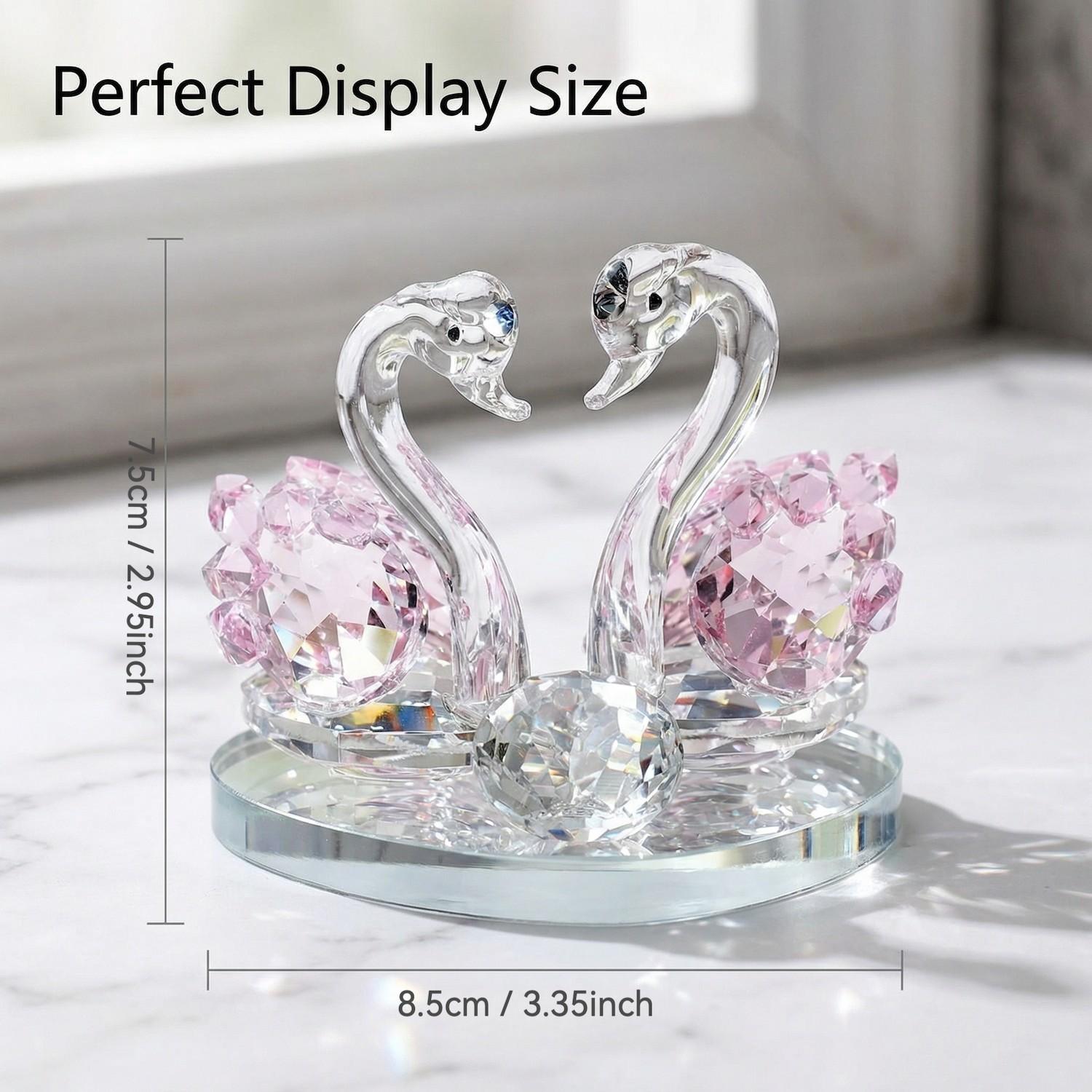 Elegant Crystal Swan Couple Statue Ornament, Perfect Gift for Christmas, Thanksgiving, Valentine's Day, Father's Day, Mother's Day, Living Room Decor