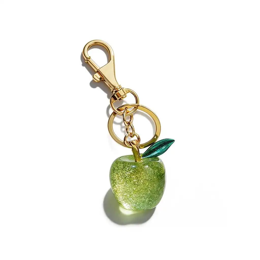 Red Apple Keychain Purse Charm, Cute Glitter Bag Accessory for Handbags, Ideal Birthday & Holiday Gift