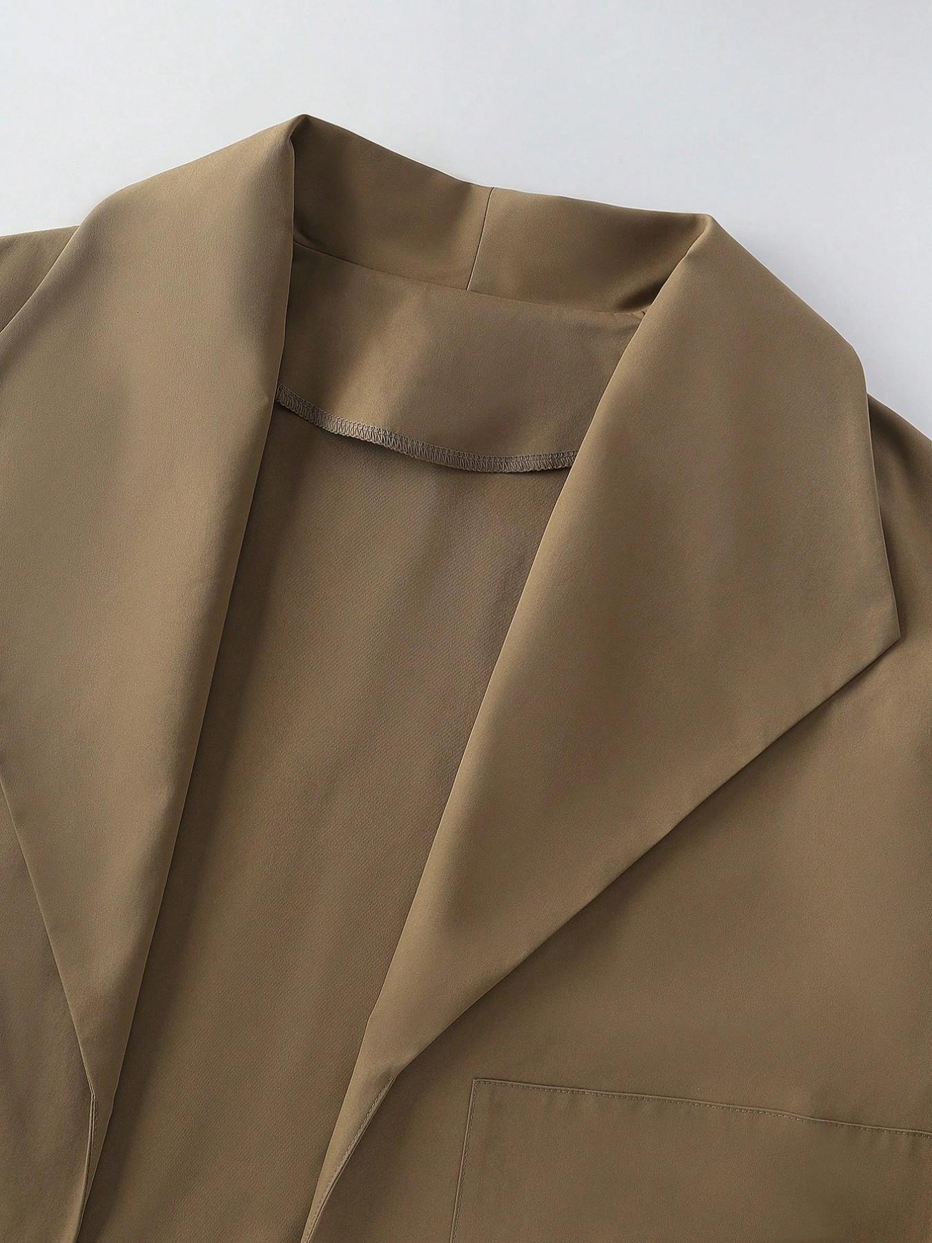 Women's Plus Size Curvy Open Front Jacket Tab Sleeve Draped Lapel Loose Basic Casual Coat Outerwear Solid Fall Winter Office Workwear Daily Commuter Trendy Chic Minimalist Office Style