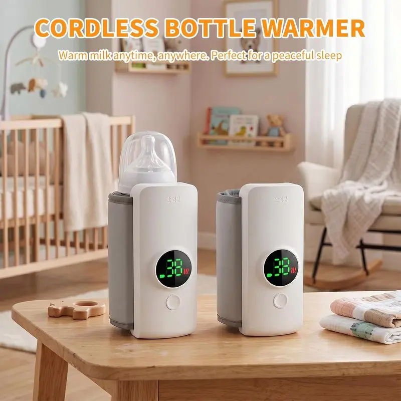 Babyluv Portable Baby Bottle Warmer, USB Rechargeable Travel Milk Heater with 6 Heating Levels, Up to 5 Hours Heat Retention-5100