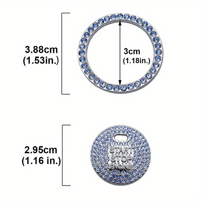 1pc Diamond studded button stickers ignition start stickers cute car interior accessories, universal bright pink diamonds car engine ignition start button decoration ring crystal stickers start stop ignition button switch cover stickers