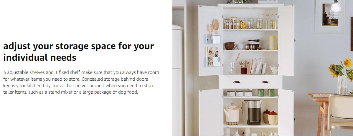 IRONCK Kitchen Pantry Storage Cabinet 72.6" H, with Barn Doors, Drawer, 4 Adjustable Shelves, Freestanding Cupboard for Dining Room Living Room, Laundry