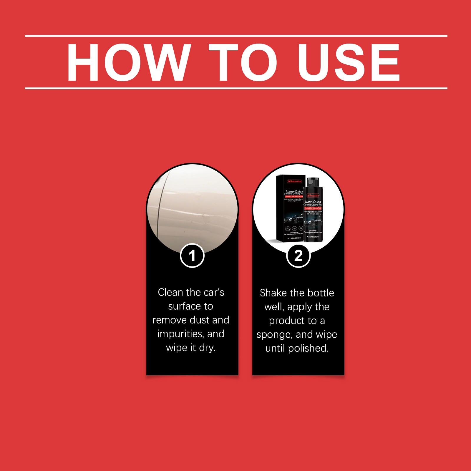 Hikmarion Nano Ceramic Coating Agent, Car Surface Coating Polishing Renewal Brightening Daily Cleaning Maintenance, Auto Care Essentials