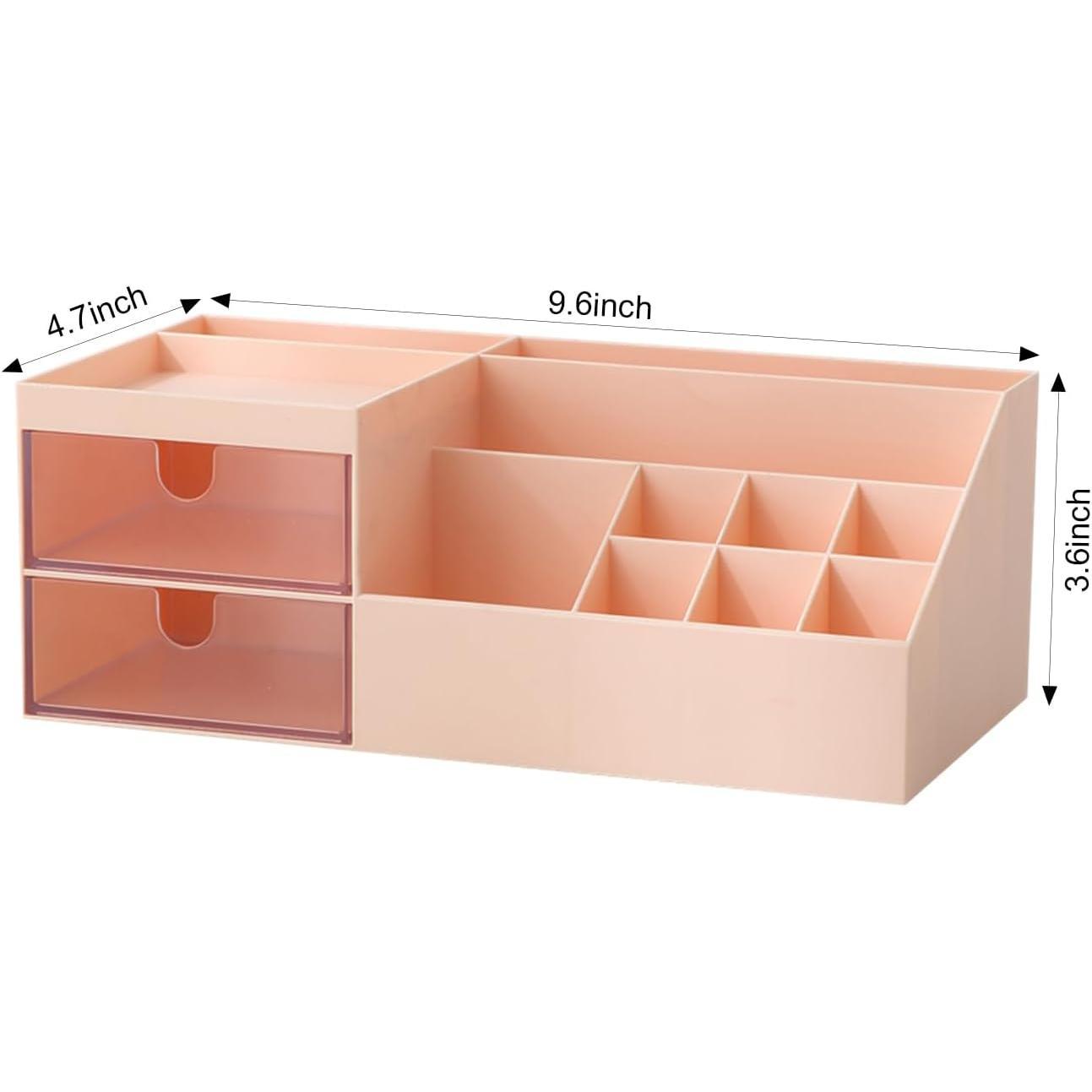 Transparent Durable Synthetic Mini Size Makeup Organizer, Multi-Purpose Desk Box for Dresser or Bathroom Counter