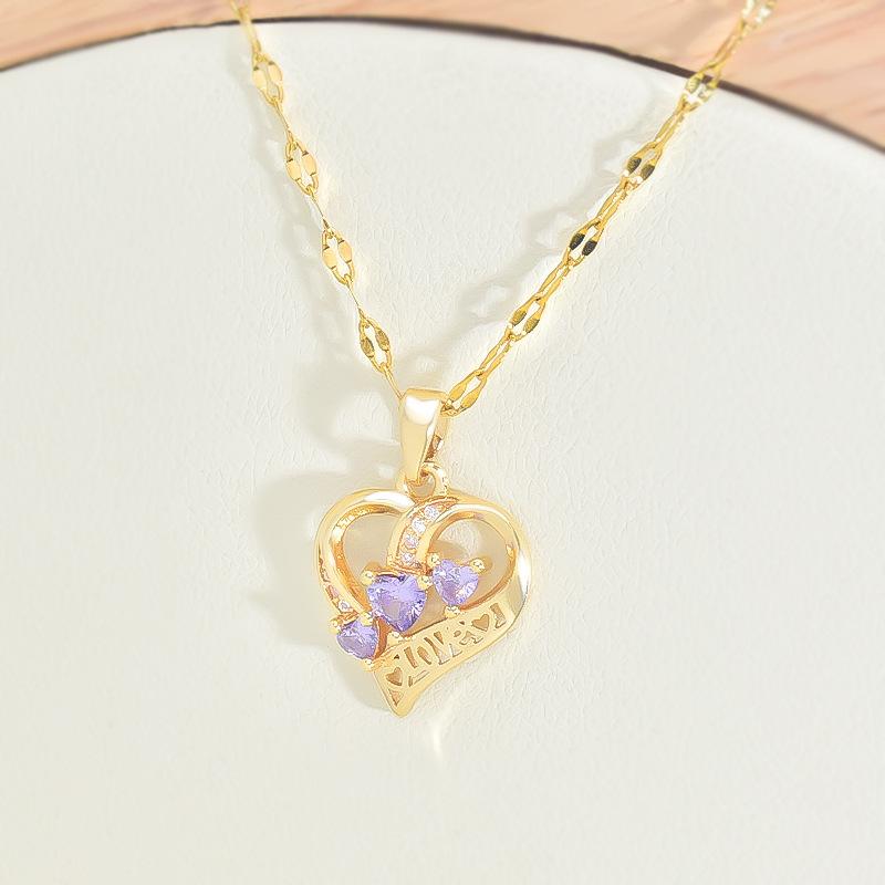 1pc, golden heart necklace, daily, festival, party, men and women three-dimensional zirconia inlaid pendant, personality trend, street daily party necklace birthday gift, girlfriend gift, Mother's Day gift
