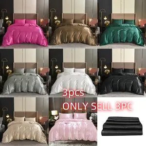 3-Piece Bedding Set, Soft Polyester Fabric, Plain Color Design, Includes Flat Sheet & Pillowcases, Multiple Colors Available, Bed Sheet Sets