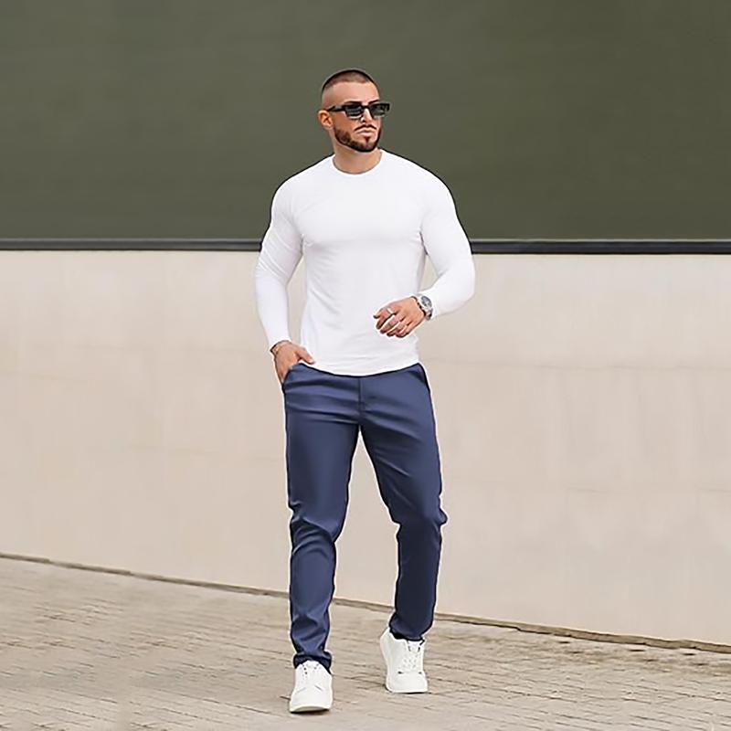 GINGTTO Mens Slim Fit Pants Stretch Pu Faux Leather Motorcycle Biker Pants