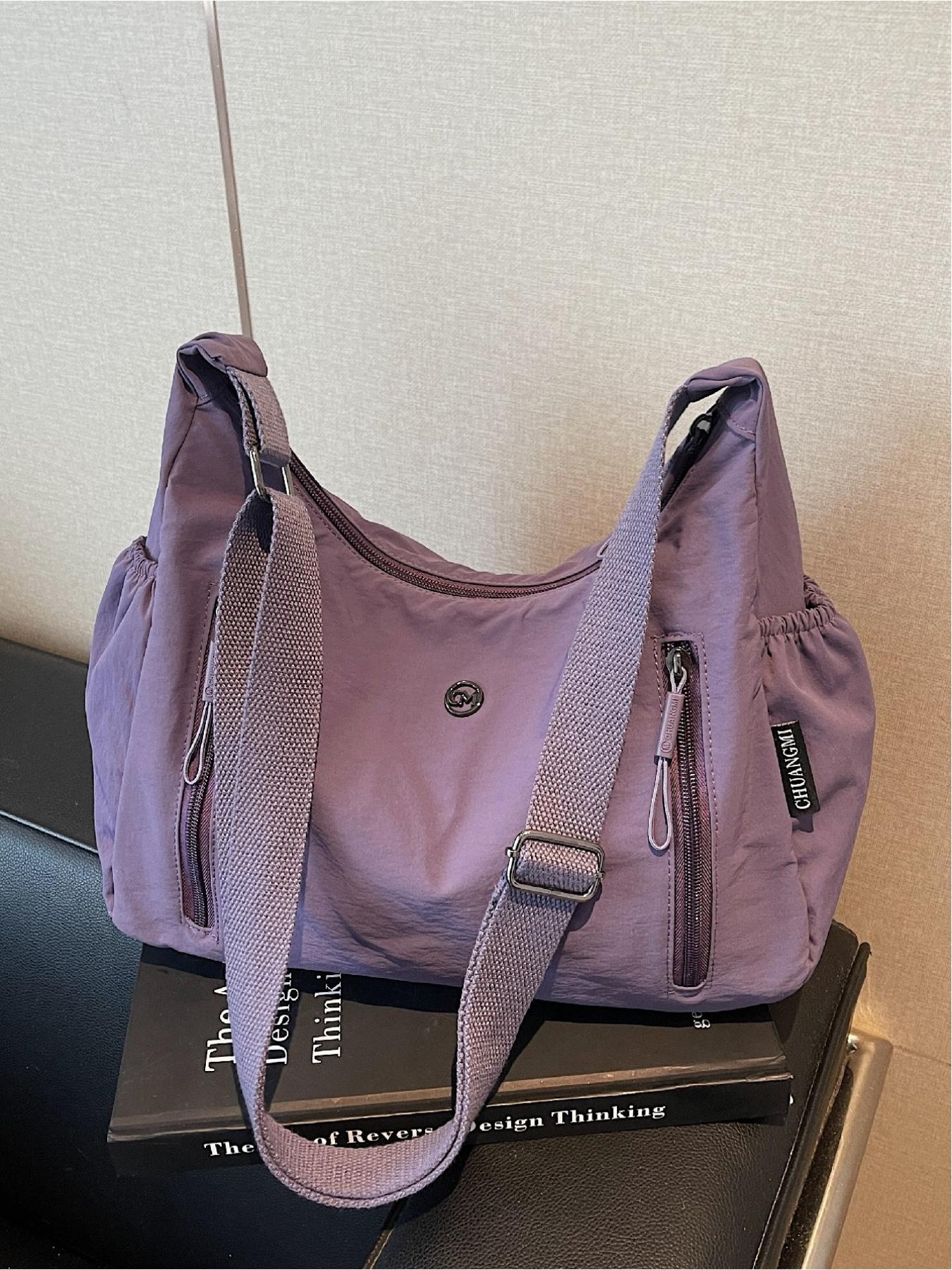Solid Color Simple Zipper Shoulder Bag, Side-Zipper Multi-Pocket Crossbody Bag for Daily Casual Use, Versatile and Convenient with Adjustable Shoulder Strap