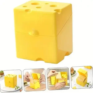 1pc Yellow Square Plastic Cheese Slice & Butter Keeper - Freezer-Safe, Flip-Top Refrigerator Storage Container, No Power Required, Perfect for Kitchen Organization, Deep Freezer Organizer