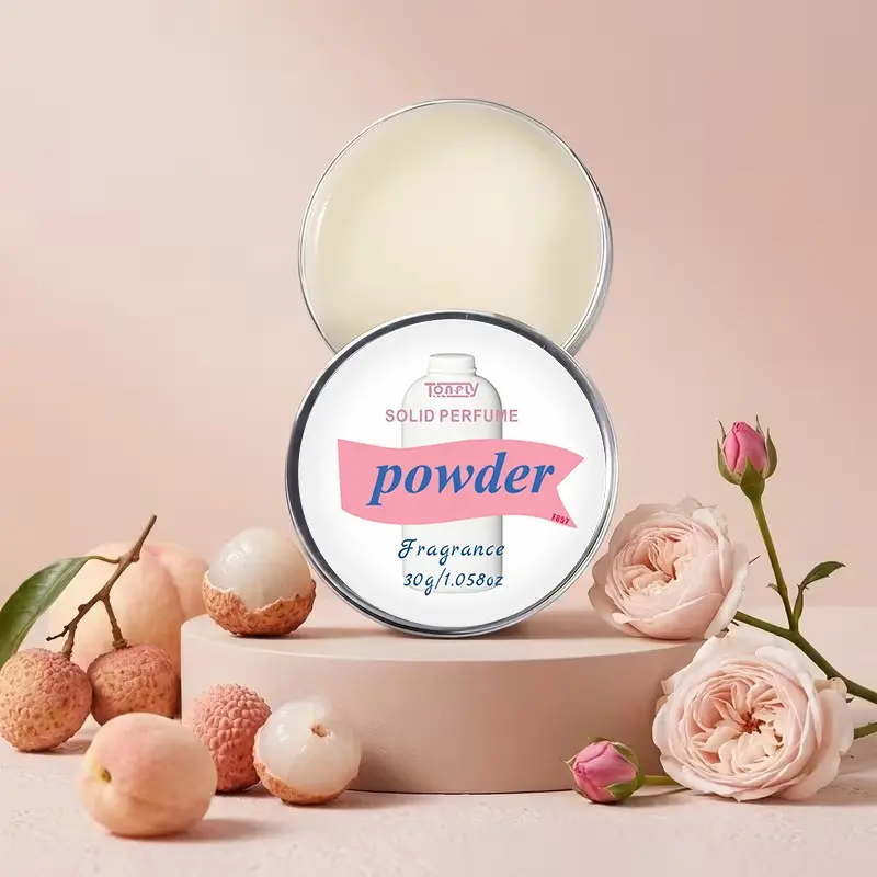 Solid Perfume for Men and Women, Lychee Fruit Scent, Long-Lasting Fresh Fragrance, 30g Portable Pocket Size, Non-Toxic, No Alcohol