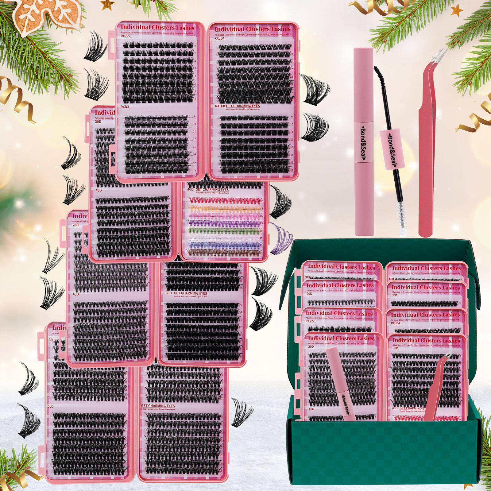 Eyelash Extensions Kit, 1 Box Eyelash Glue & Tweezers, Professional Eye Tool for Women, Lashes Clusters Eye Makeup Accessories for Home & Salon Use, Eyelash Kit, Eye Tools, Beauty Eyelash Clusters, Cosmetic