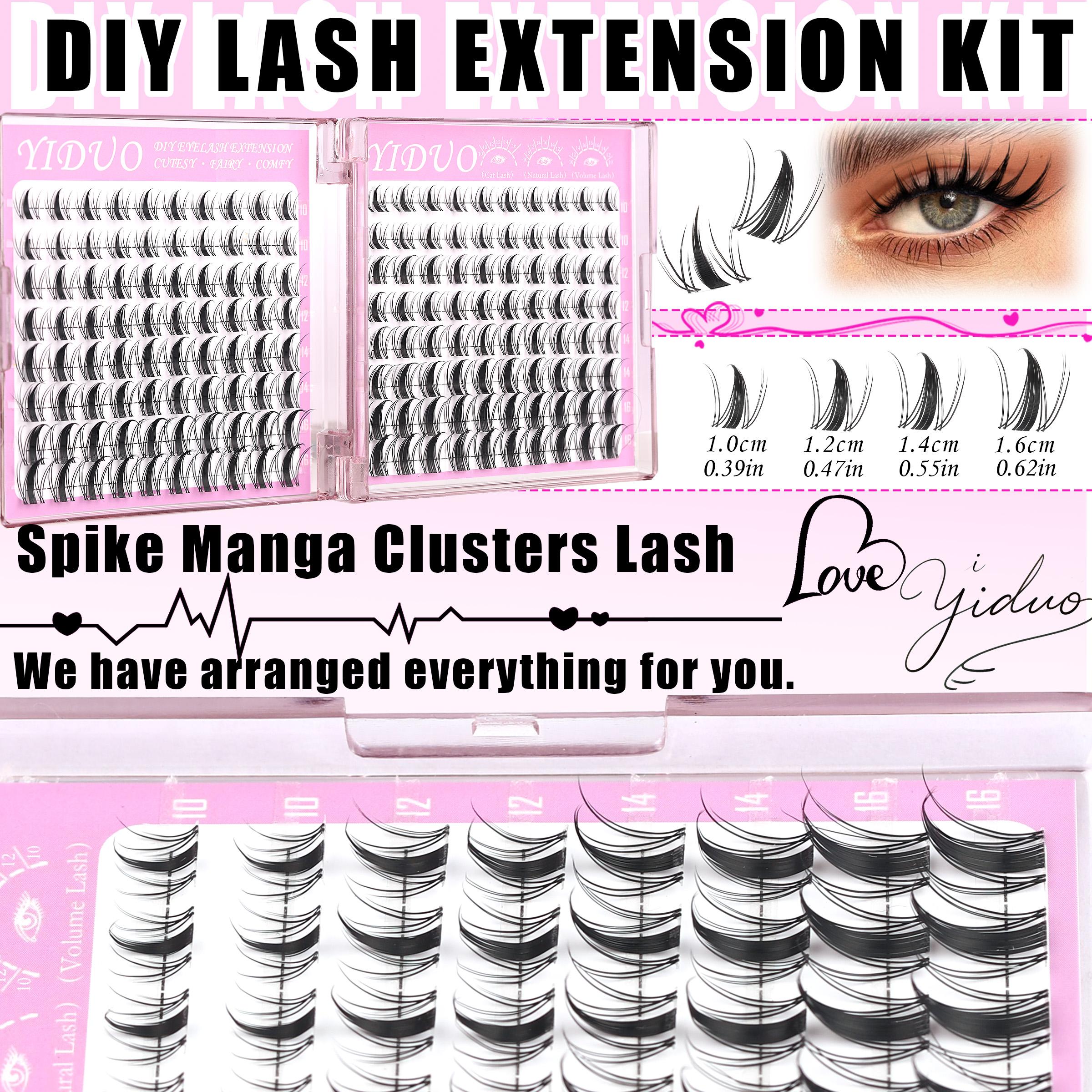 1800 Pcs False Eyelash Cluster Kit, Eyelash Bonding Tools, DIY Lash Extension, Bottom/Spiky/Volume/40D/60D/80D Eyelash Glue Extension, D-Curl 10 Styles, with Double-ended Eyebrow Pencil, Waterproof Eyeliner, Bond and Seal Kit