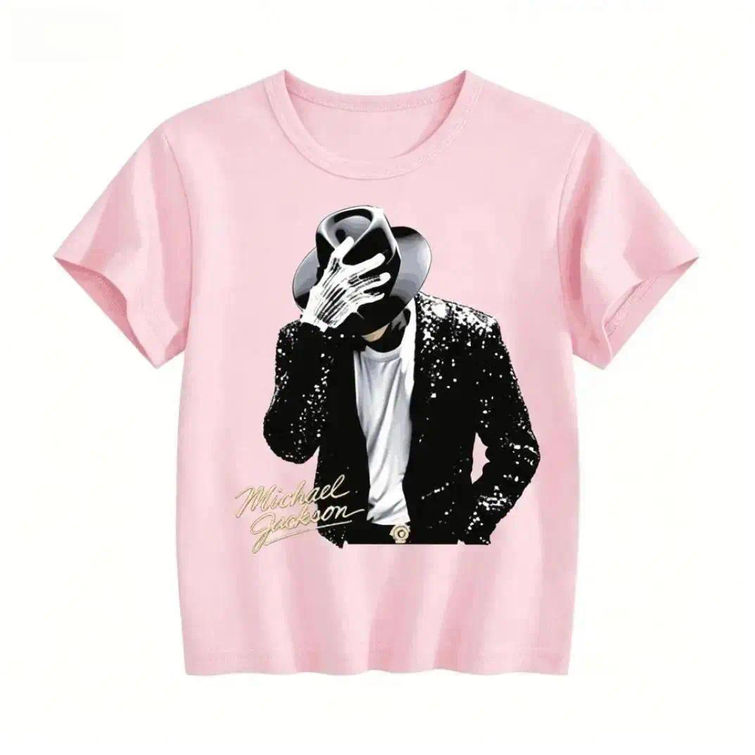 Kids Michael Jackson Print Compression Top - Pure Cotton, Breathable, Loose Fit Sports Tee for Boys & Girls, Soft Casual Outdoor Workout/Summer Daily Gift (Sports & Outdoor Clothing), Michael Print
