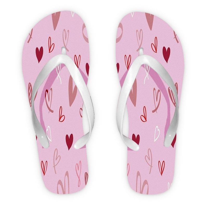 Women's Flip - Flops, Multiple Colors & Sizes Available, Heart - Patterned Design, Comfortable & Stylish, Suitable for Summer Beach & Daily Wear, Romantic & Playful Style, Women Shoes