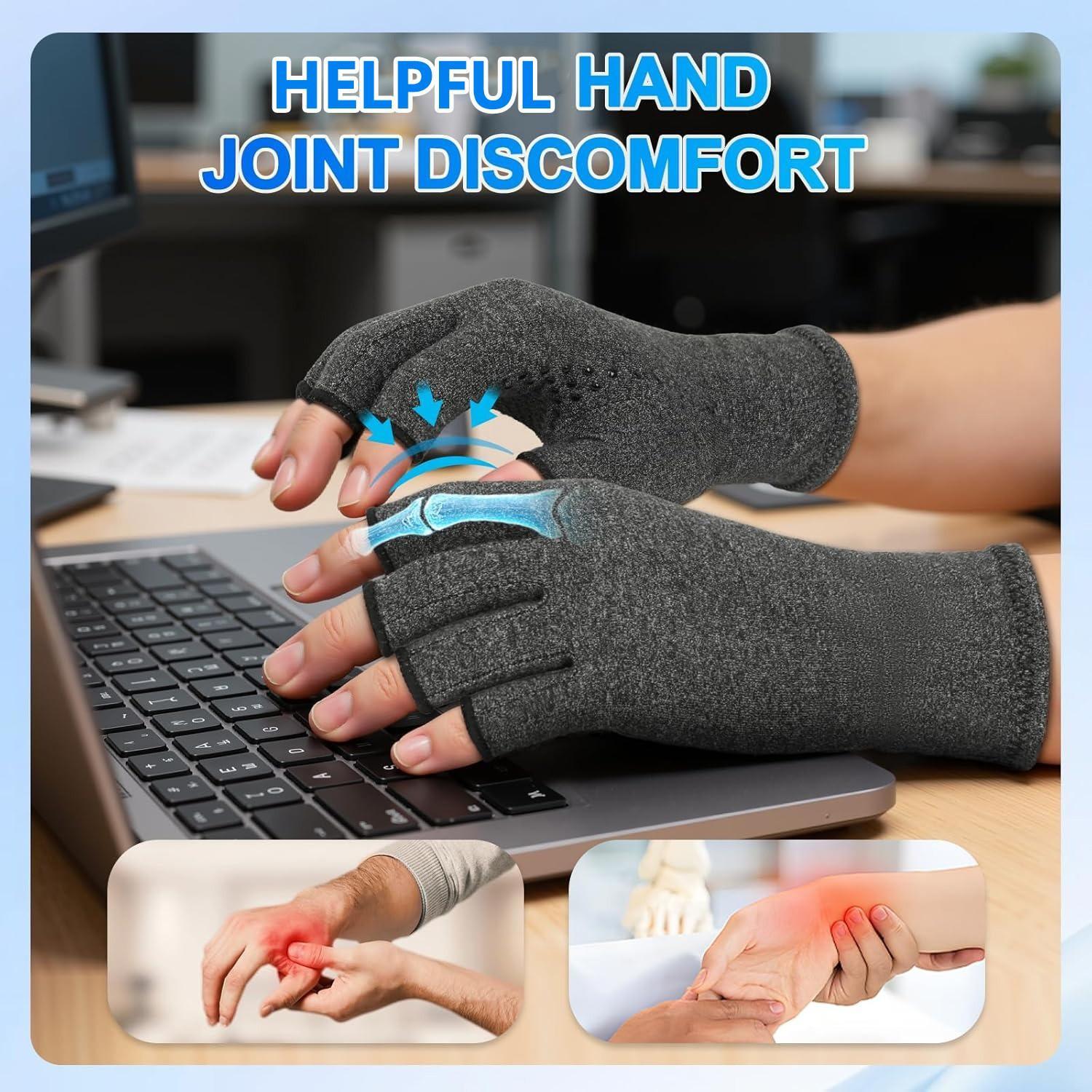 Daily Wear Anti-slip Compression Hand Gloves, Popular Unisex Fingerless Hand Care Gear, Ergonomic Typing Protection Hand Cover, stable wearing effect and anti-slip palm design, great for office typing, home daily use and leisure hand maintenance