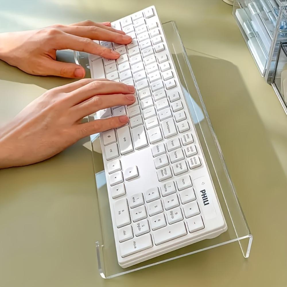 Computer Keyboard Holder Desktop Computer Keyboard Holder, Tilt Keyboard Holder, Clear Acrylic Keyboard Tray Holder for Simple Ergonomic Typing and Work From Home Upgrade