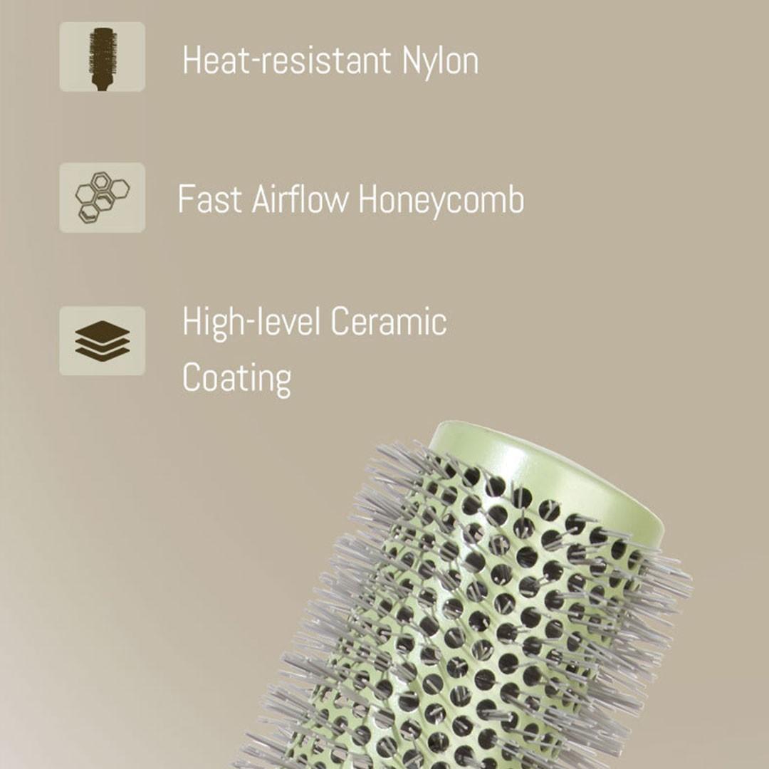 Ceramic Coated/Ionic Thermal Barrel, Anti-Static Heat-Resistant,Non-electronic, Self-Standing Round Quick Styling Brush, Great Blowout,Blowout Volume, Wave Styler