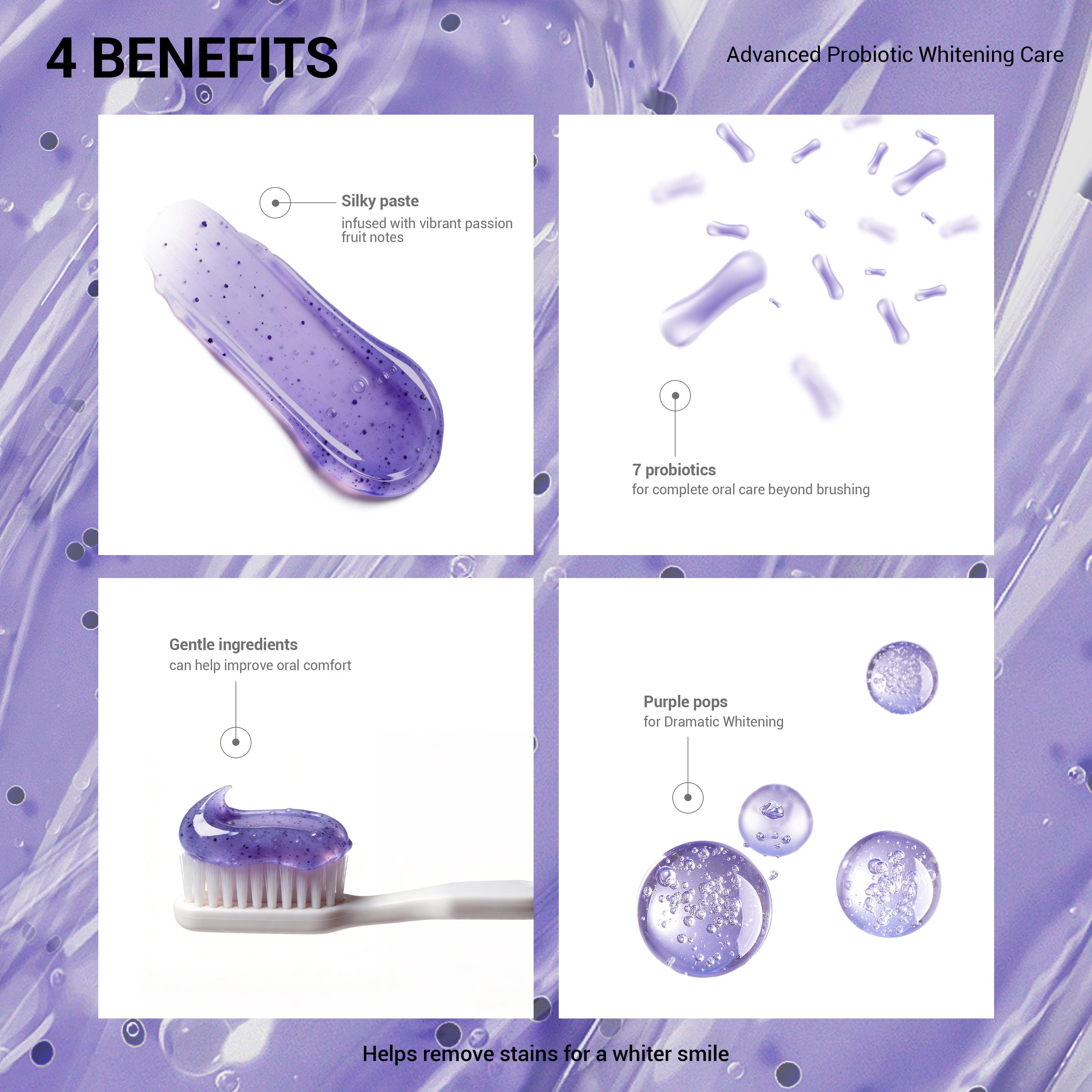 （MS-DRWIKEY ）7-Pro Brightening Toothpaste | Purple Toothpaste Neutralizes Yellow Tones | Enamel-Safe Formula | Long-Lasting Fresh Breath