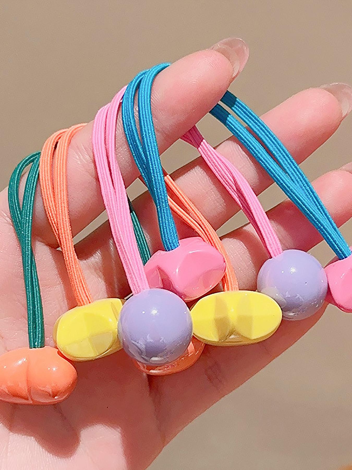 High Elasticity Hair Ties Set, Cute Star Heart Design Girly Rubber Bands for Girls & Students, Ponytail Hairstyle, Rainbow Colors, No Damage, Random Selection, Elastic Hair Accessory, Cute Hair Accessories