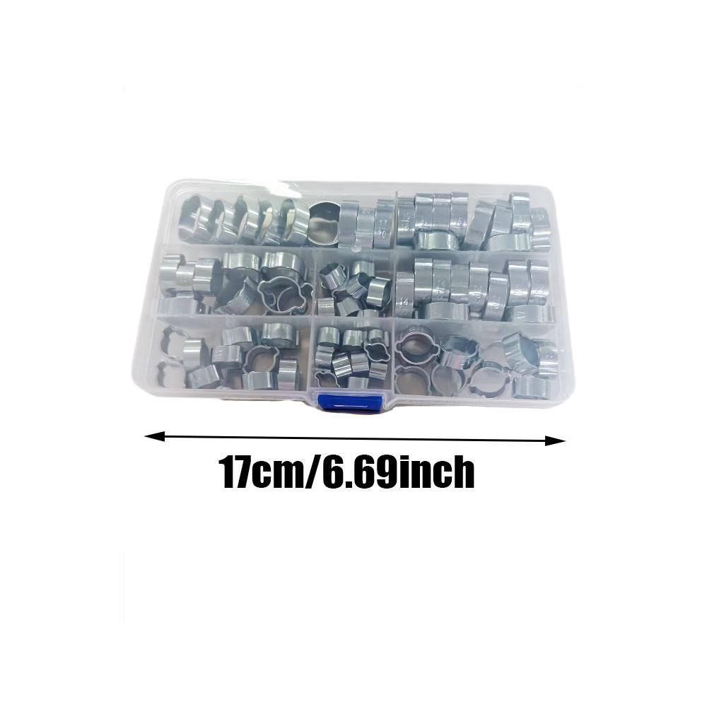 80pcs Dual Ear O-Ring Clamps for Air Fuel Hose, Gasoline Tube Clips, 5-20mm, Durable and Reliable, Ideal for Automotive Use