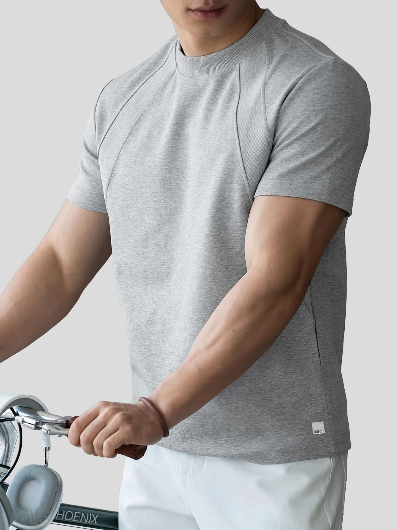 Fioboc Men's Weekend Performance Crew Neck Tee - Streetwear Casual Basic Short Sleeve Top