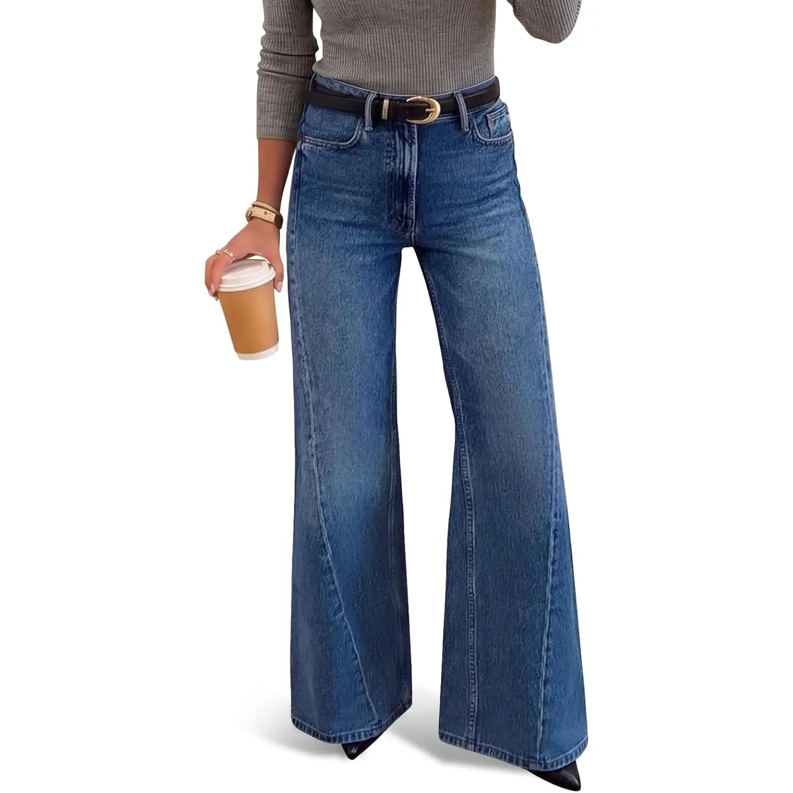 Saodimallsu Womens High Waisted Flare Jeans Stretchy Wide Leg Denim Pants | High Rise, Bootcut Leg, Zip Fly, Casual to Dressy Styling