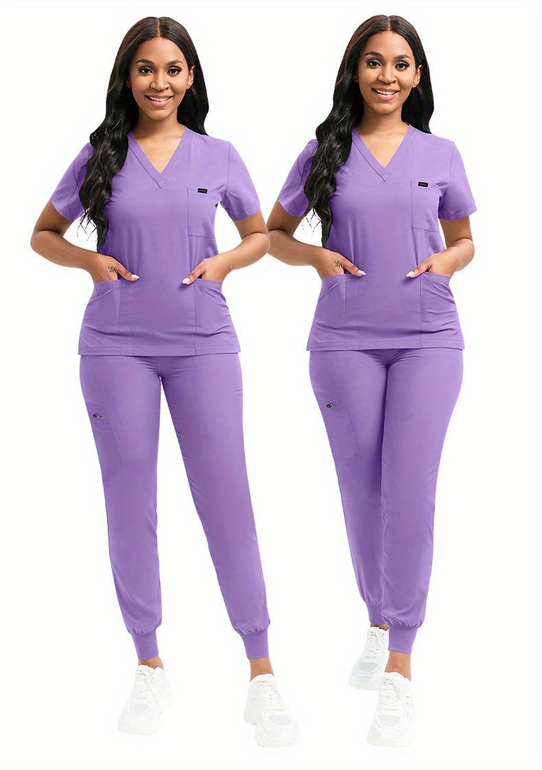 Daily Practical Work Clothes Set Solid Color Breathable Nursing Scrubs Women Uniforms Elasticity Pet Clinic Nurse Workwear Doctor Thin Uniform