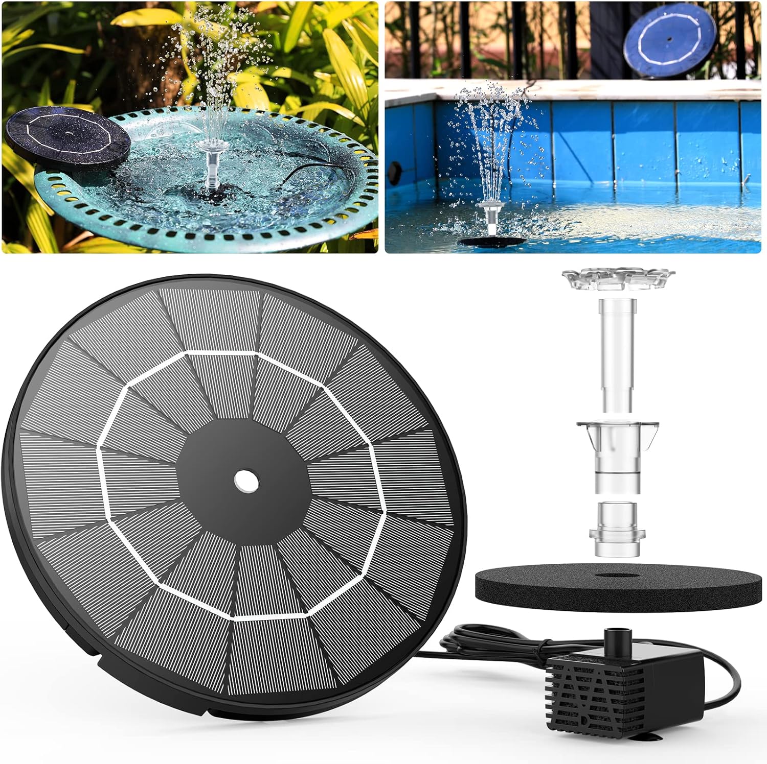 AISITIN Solar Fountain Pump – DIY Solar-Powered Water Feature for Bird Baths, Gardens, Ponds, and Fish Tanks AISITIN Solar Fountain Pump – DIY Solar-Powered Water Feature for Bird Baths, Gardens, Ponds, and Fish Tanks