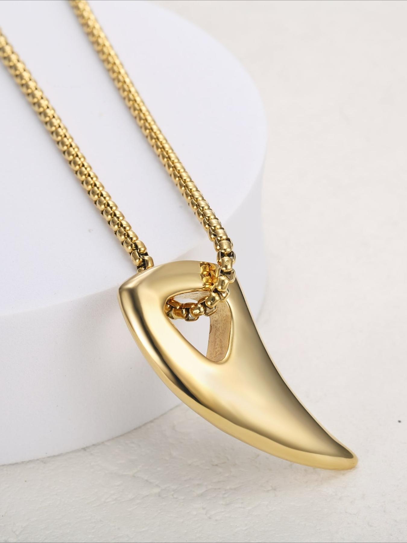 European and American Wolf Tooth Pendant Necklace, Simple and Trendy Stainless Steel Accessories, Versatile for Daily Use