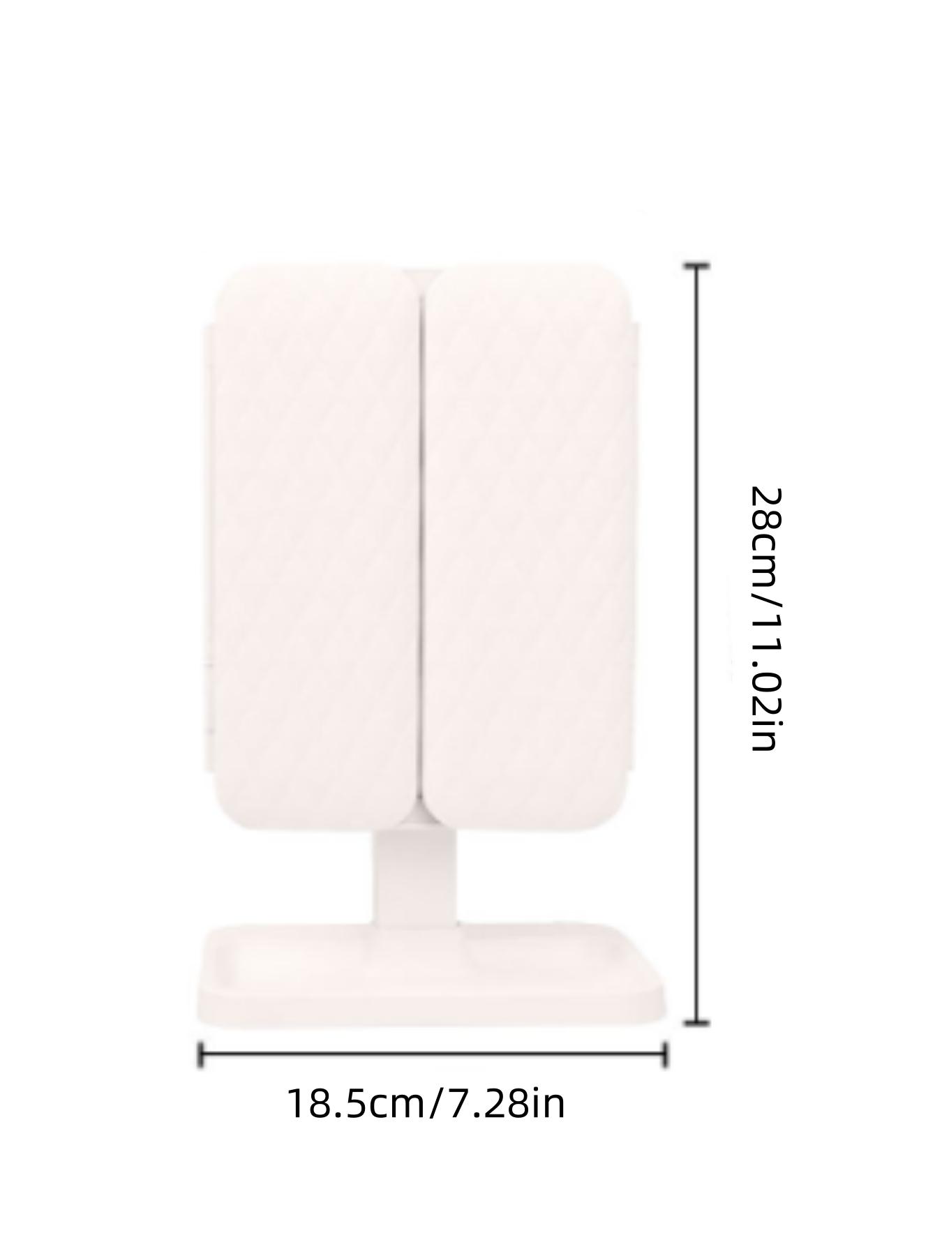 Diamond Pattern Three-Fold with Portable Storage Box, Standing Beauty Mirror for Bedroom Bathroom, Vanity Mirror, Travel Makeup Mirror