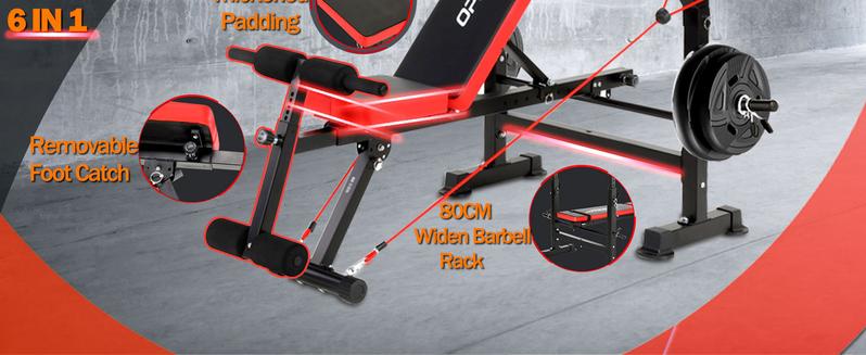 【TikTokShopBlackFriday】OPPSDECOR 6 in 1 660lbs Weight Bench Set with Squat Rack, Bench Press Set with Barbell Rack, Adjustable Incline Strength Training Workout Bench with Leg Developer Preacher Curl for Home Gym