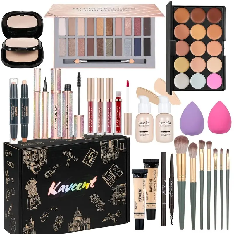 Full Makeup Cosmetics Gift Set for Women - Beginner Set with Eyeshadow Palette, Foundation, Concealer, Lip Gloss & Face Cosmetics, Sohochic