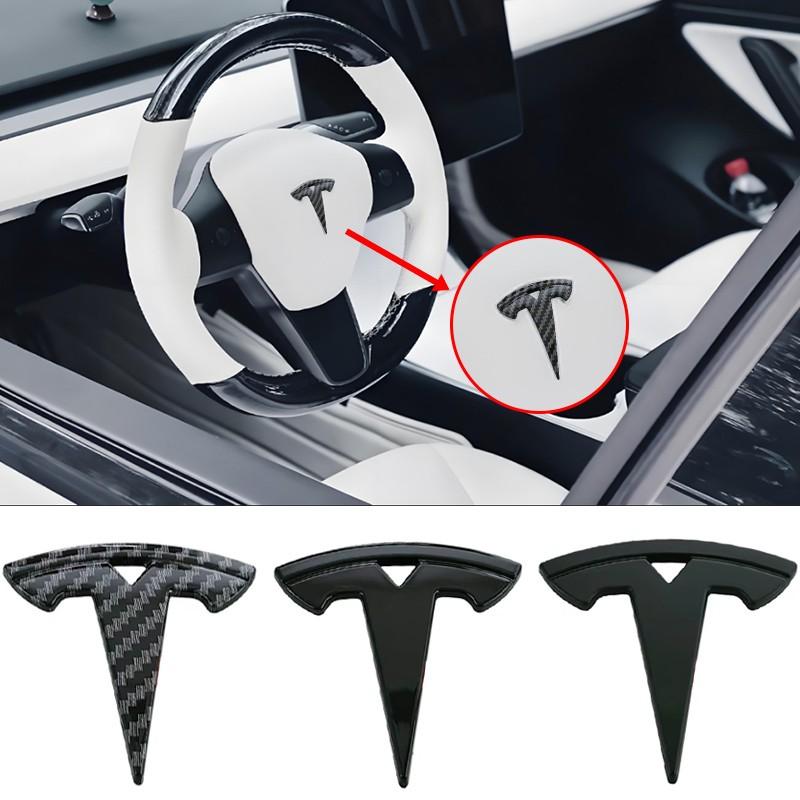 1PCS Car Styling Logo Steering Wheel Center Badge Logo Sticker Decal For Tesla Model 3 Mode S X Model Y Juniper Roadster SpaceX